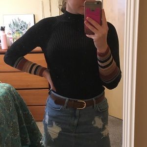 Mock Neck Striped Sweater